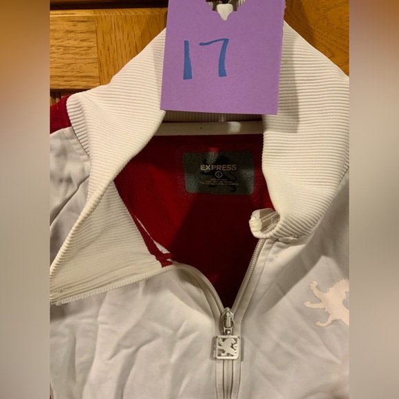 Express White and Red Zip-Up Jacket - Picture 2 of 3